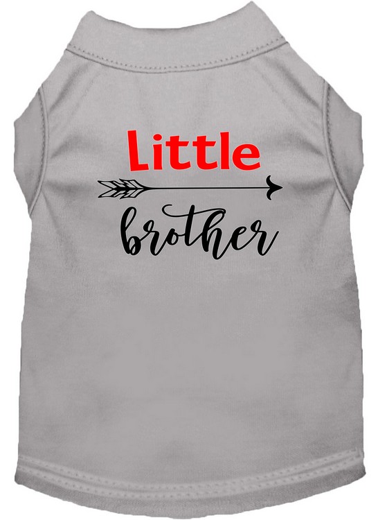 Little Brother Screen Print Dog Shirt Grey Med